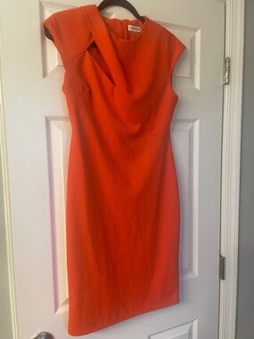 Calvin Klein Orange Sheath Dress Size 6 Vibrant!